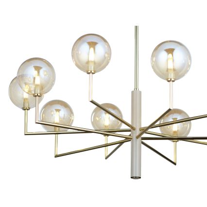 Jupiter 1977 - Lampadario a sospensione con supporto rigido FEME 10xG9/10W/230V oro/beige