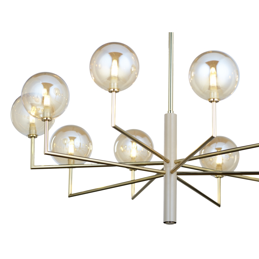 Jupiter 1977 - Lampadario a sospensione con supporto rigido FEME 10xG9/10W/230V oro/beige