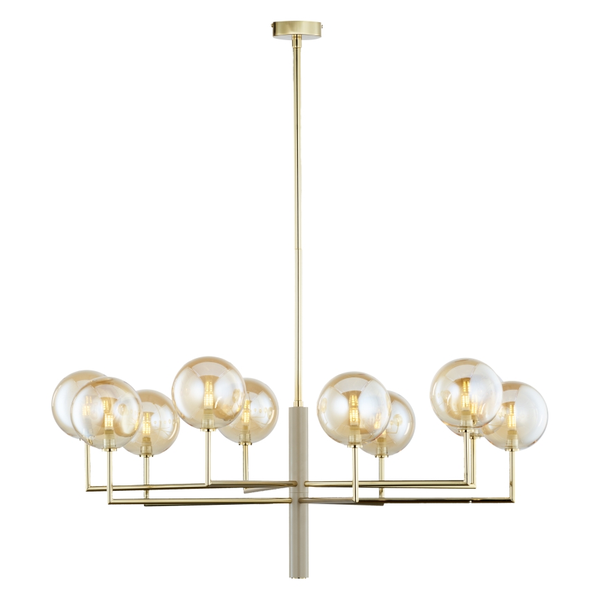 Jupiter 1977 - Lampadario a sospensione con supporto rigido FEME 10xG9/10W/230V oro/beige