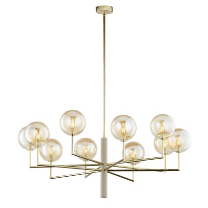 Jupiter 1977 - Lampadario a sospensione con supporto rigido FEME 10xG9/10W/230V oro/beige