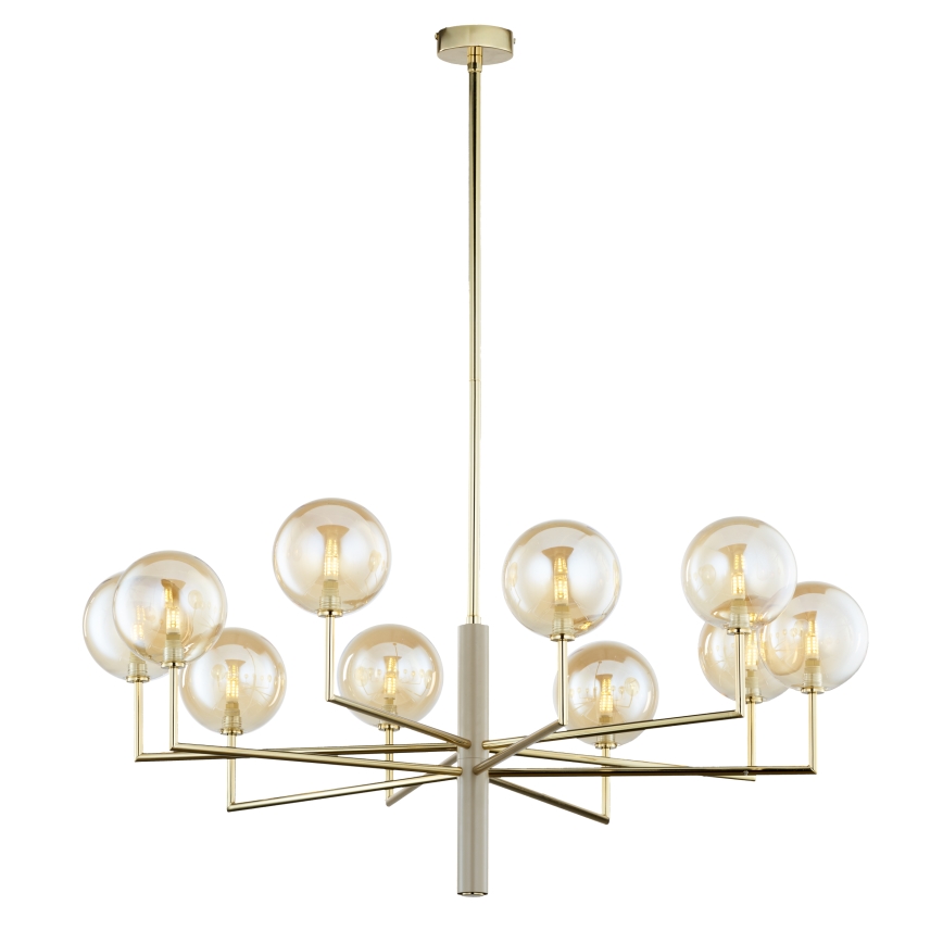 Jupiter 1977 - Lampadario a sospensione con supporto rigido FEME 10xG9/10W/230V oro/beige
