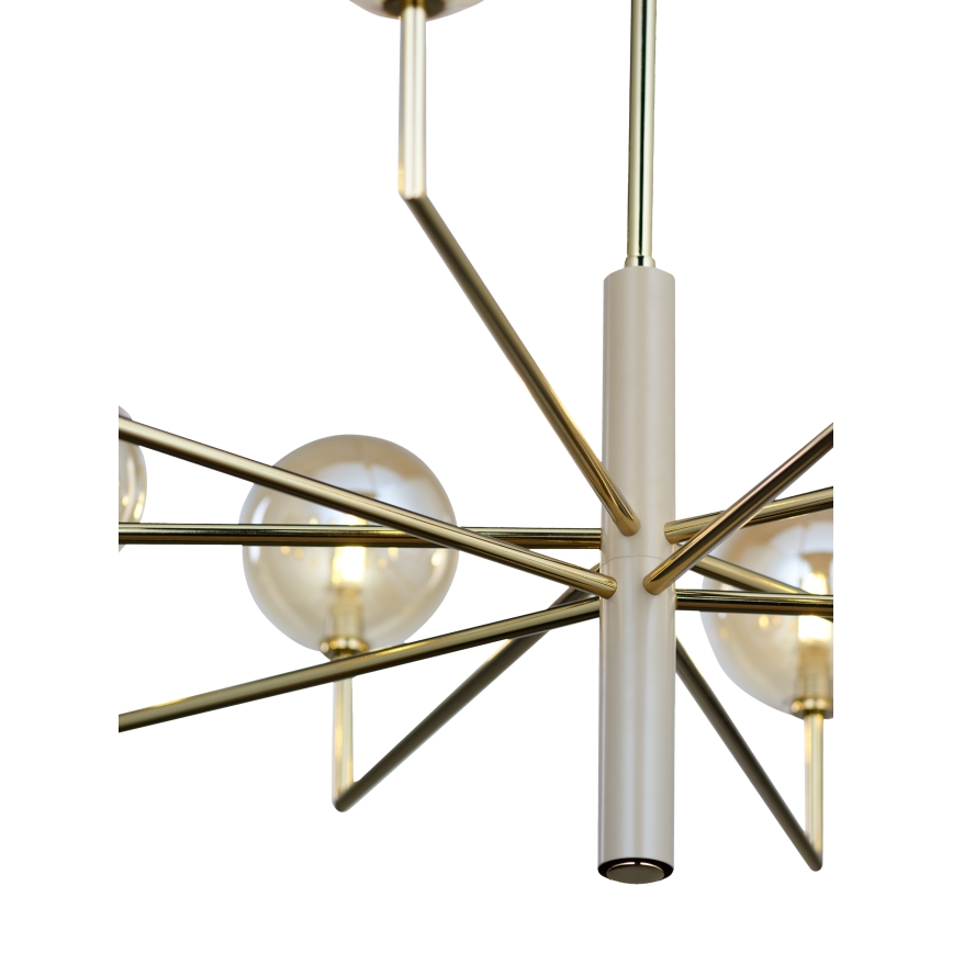 Jupiter 1977 - Lampadario a sospensione con supporto rigido FEME 10xG9/10W/230V oro/beige