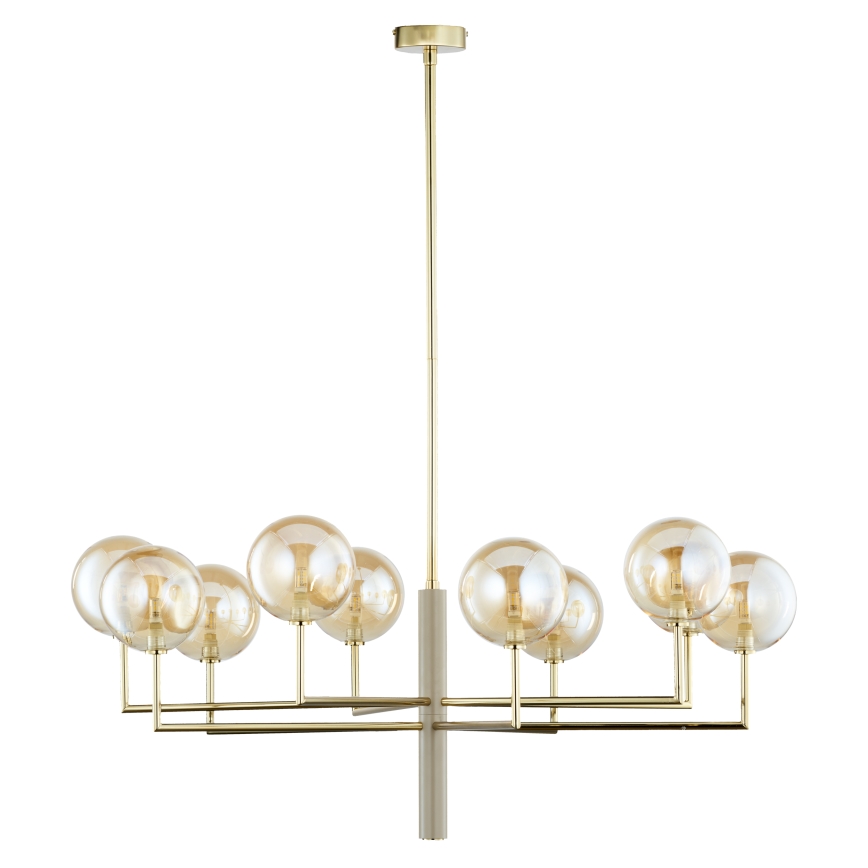 Jupiter 1977 - Lampadario a sospensione con supporto rigido FEME 10xG9/10W/230V oro/beige
