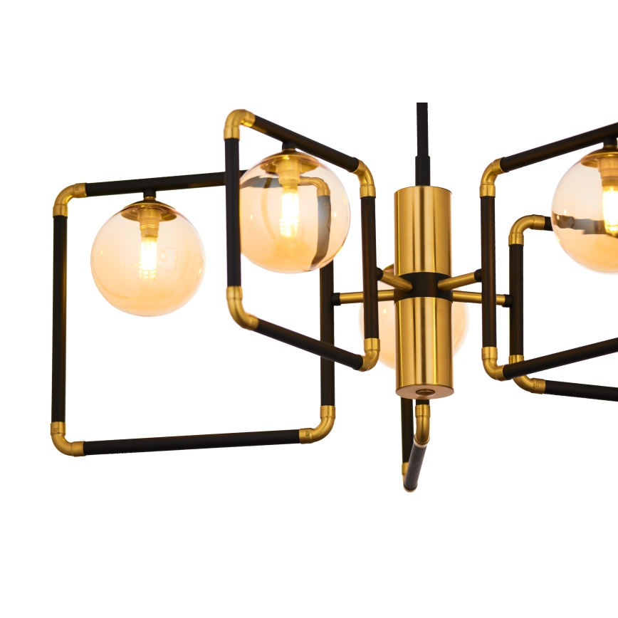 Jupiter 1984 - Lampadario a sospensione con supporto rigido IBRA 5xG9/10W/230V nero/oro/beige