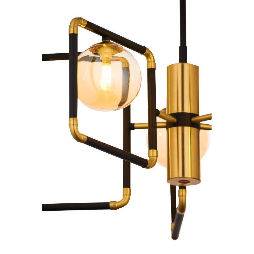 Jupiter 1984 - Lampadario a sospensione con supporto rigido IBRA 5xG9/10W/230V nero/oro/beige