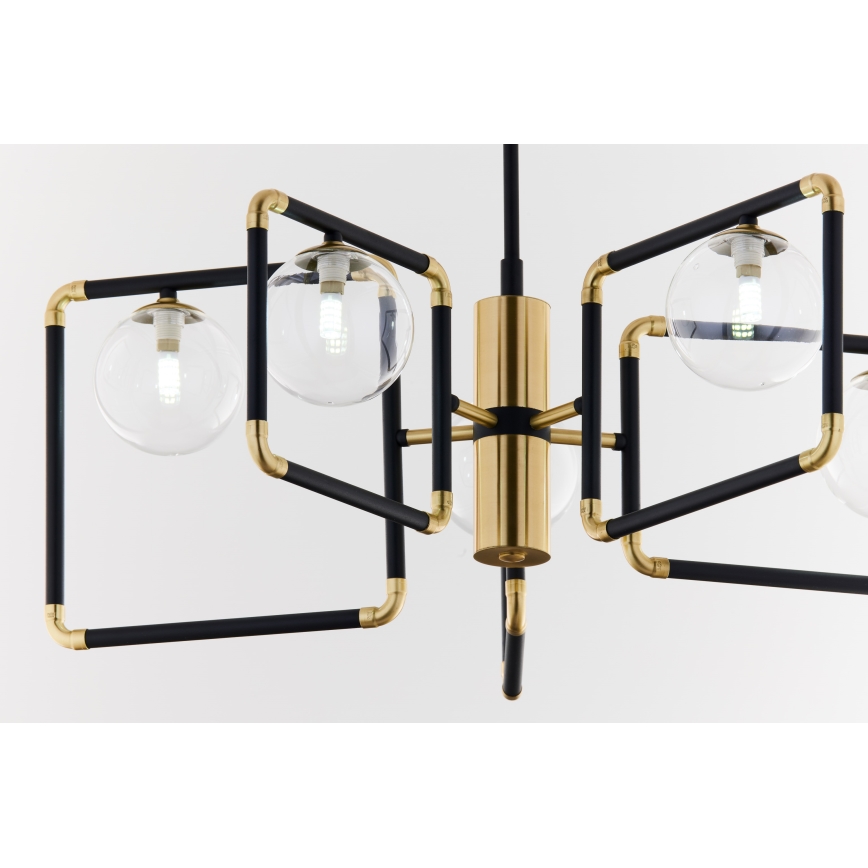 Jupiter 1985 - Lampadario a sospensione con supporto rigido IBRA 5xG9/10W/230V nero/oro
