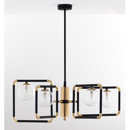 Jupiter 1985 - Lampadario a sospensione con supporto rigido IBRA 5xG9/10W/230V nero/oro