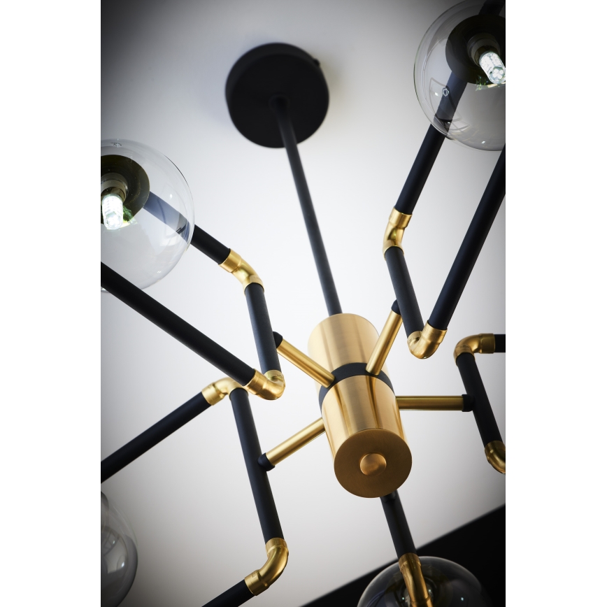 Jupiter 1985 - Lampadario a sospensione con supporto rigido IBRA 5xG9/10W/230V nero/oro