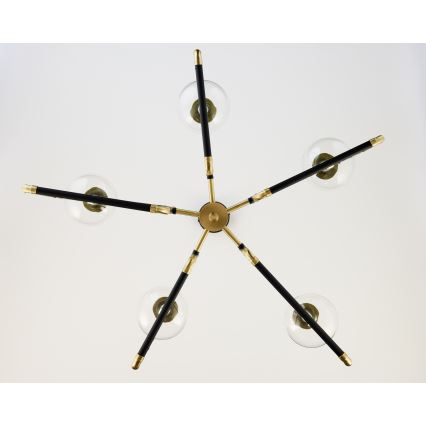 Jupiter 1985 - Lampadario a sospensione con supporto rigido IBRA 5xG9/10W/230V nero/oro