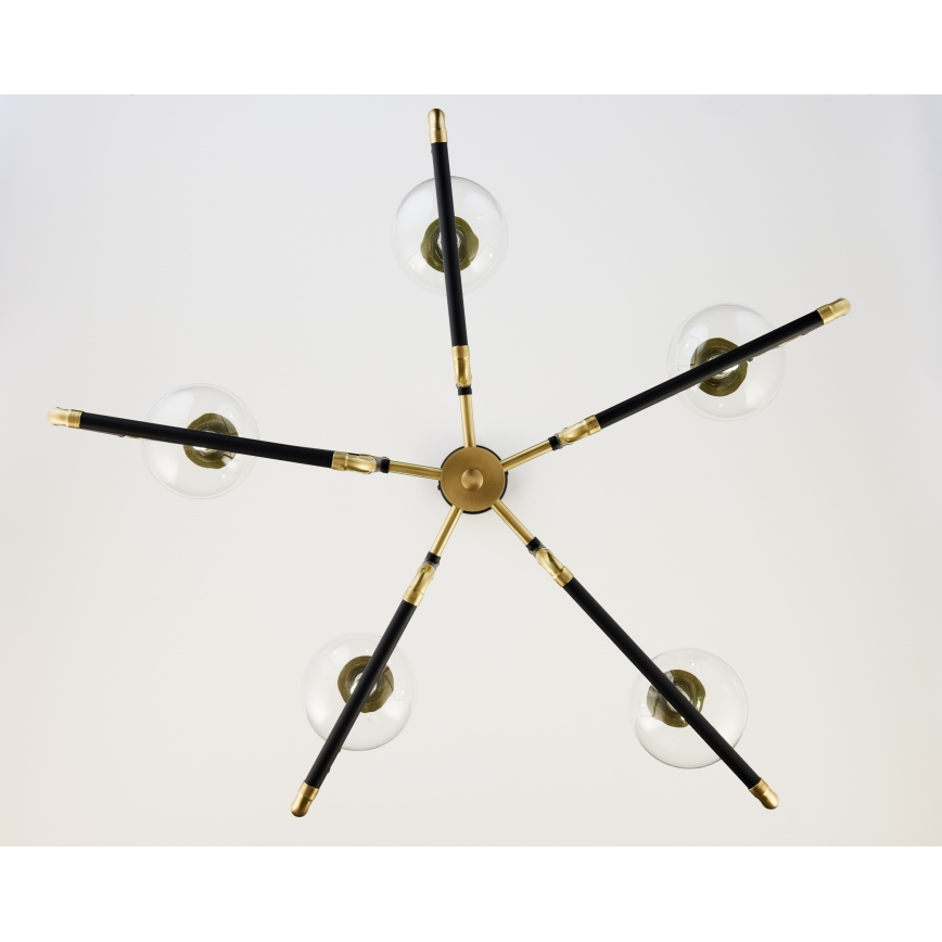 Jupiter 1985 - Lampadario a sospensione con supporto rigido IBRA 5xG9/10W/230V nero/oro