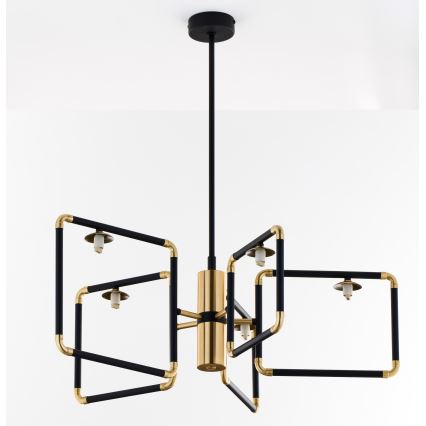 Jupiter 1985 - Lampadario a sospensione con supporto rigido IBRA 5xG9/10W/230V nero/oro