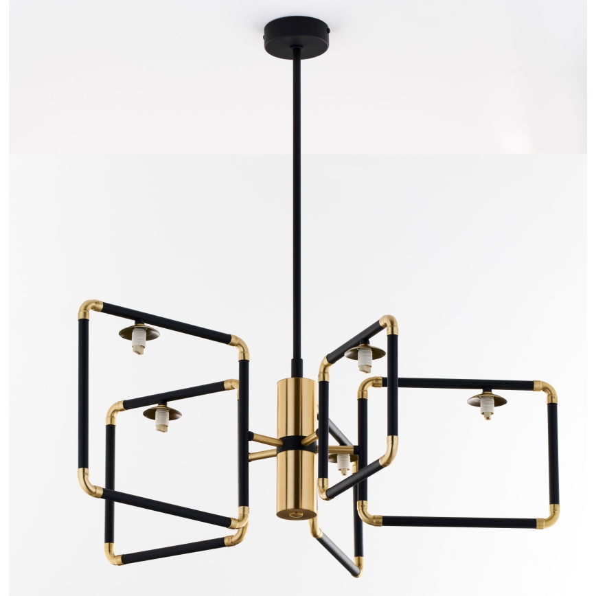 Jupiter 1985 - Lampadario a sospensione con supporto rigido IBRA 5xG9/10W/230V nero/oro