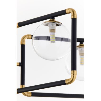 Jupiter 1985 - Lampadario a sospensione con supporto rigido IBRA 5xG9/10W/230V nero/oro