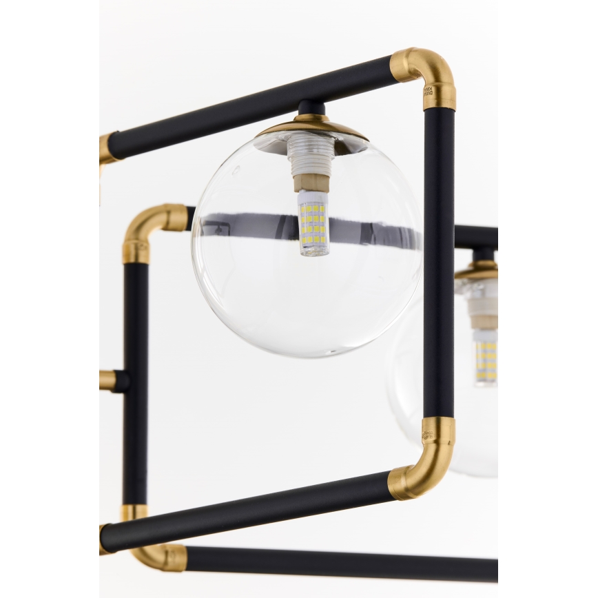 Jupiter 1985 - Lampadario a sospensione con supporto rigido IBRA 5xG9/10W/230V nero/oro