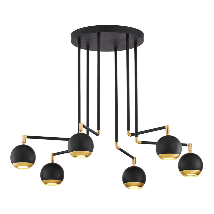 Jupiter 1987 - Lampadario a sospensione con supporto rigido VILAR 6xGU10/10W/230V nero/oro