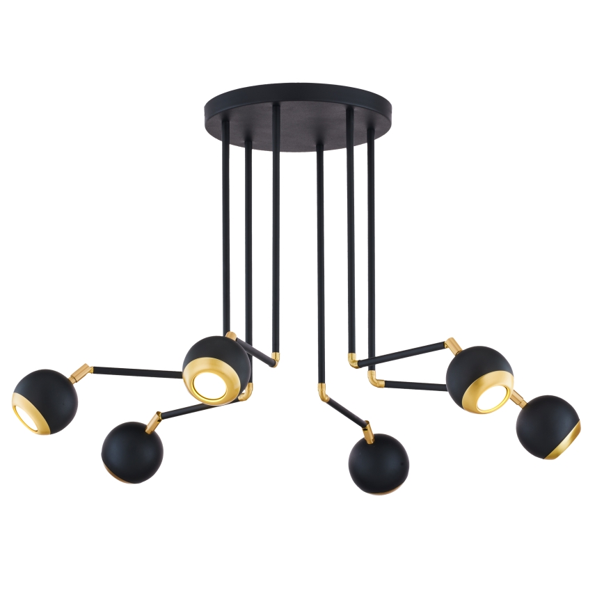 Jupiter 1987 - Lampadario a sospensione con supporto rigido VILAR 6xGU10/10W/230V nero/oro