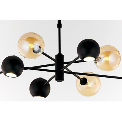 Jupiter 1994 - Lampadario a sospensione con supporto rigido MOKA 4xGU10/10W/230V + 4xG9/10W/230V nero/beige