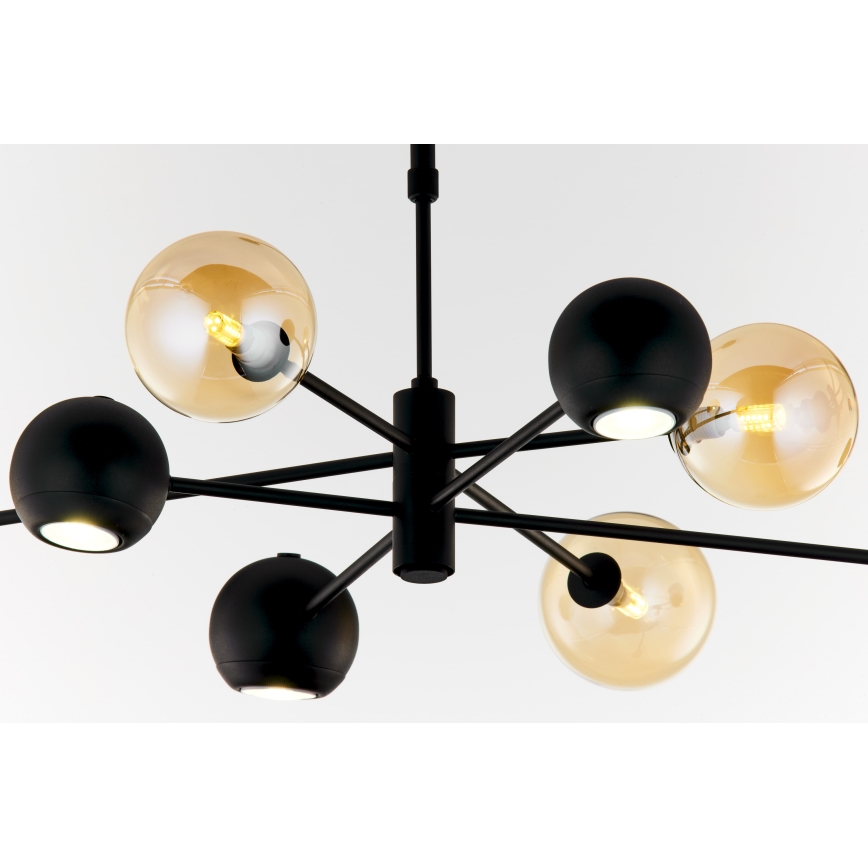 Jupiter 1994 - Lampadario a sospensione con supporto rigido MOKA 4xGU10/10W/230V + 4xG9/10W/230V nero/beige