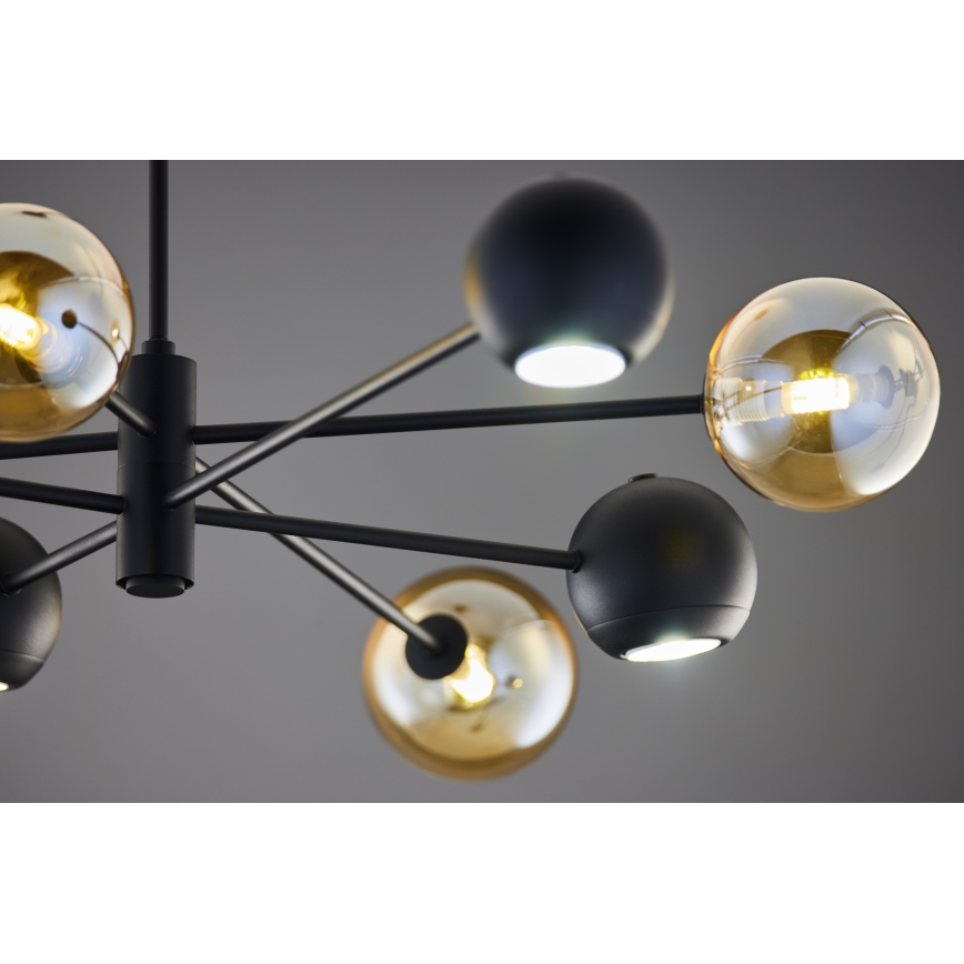 Jupiter 1994 - Lampadario a sospensione con supporto rigido MOKA 4xGU10/10W/230V + 4xG9/10W/230V nero/beige
