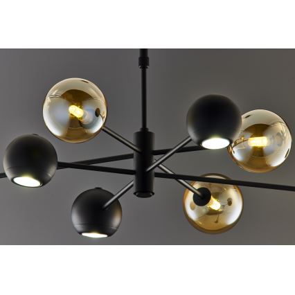 Jupiter 1994 - Lampadario a sospensione con supporto rigido MOKA 4xGU10/10W/230V + 4xG9/10W/230V nero/beige