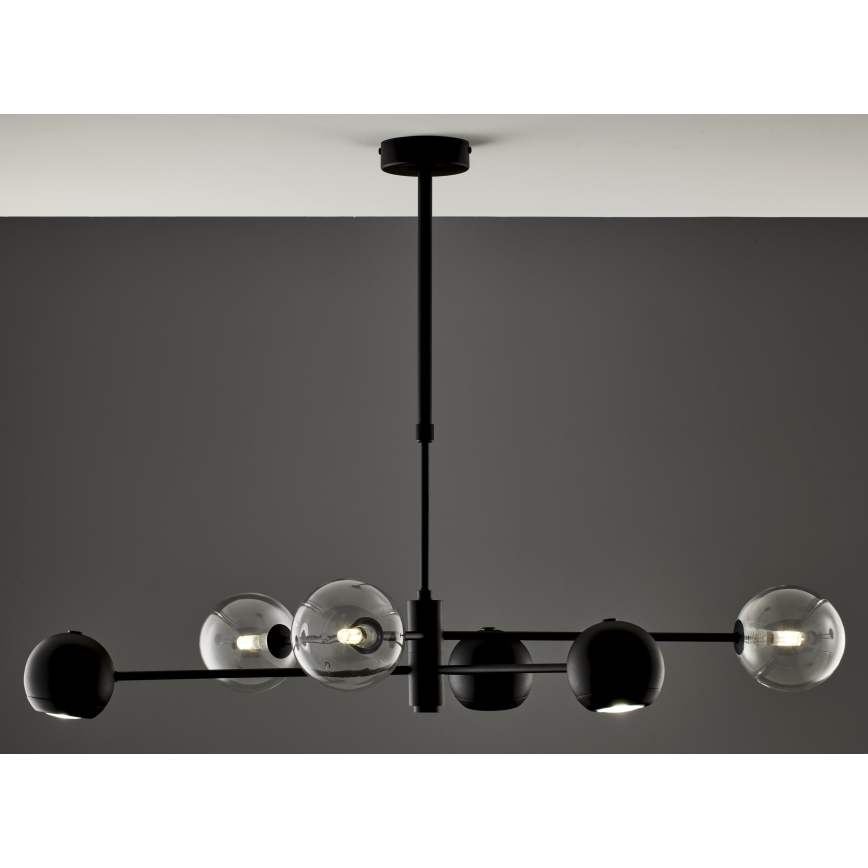 Jupiter 1995 - Lampadario a sospensione con supporto rigido MOKA 3xGU10/10W/230V + 3xG9/10W/230V nero/limpido