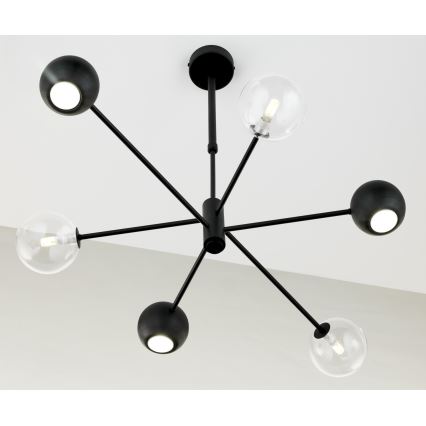 Jupiter 1995 - Lampadario a sospensione con supporto rigido MOKA 3xGU10/10W/230V + 3xG9/10W/230V nero/limpido