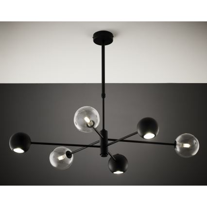 Jupiter 1995 - Lampadario a sospensione con supporto rigido MOKA 3xGU10/10W/230V + 3xG9/10W/230V nero/limpido