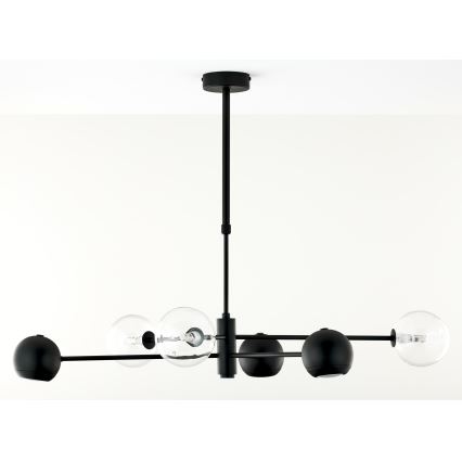 Jupiter 1995 - Lampadario a sospensione con supporto rigido MOKA 3xGU10/10W/230V + 3xG9/10W/230V nero/limpido