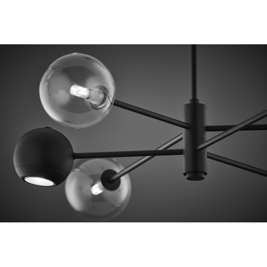 Jupiter 1995 - Lampadario a sospensione con supporto rigido MOKA 3xGU10/10W/230V + 3xG9/10W/230V nero/limpido