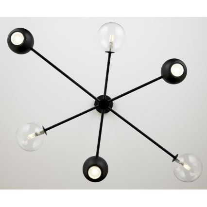 Jupiter 1995 - Lampadario a sospensione con supporto rigido MOKA 3xGU10/10W/230V + 3xG9/10W/230V nero/limpido