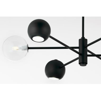 Jupiter 1995 - Lampadario a sospensione con supporto rigido MOKA 3xGU10/10W/230V + 3xG9/10W/230V nero/limpido