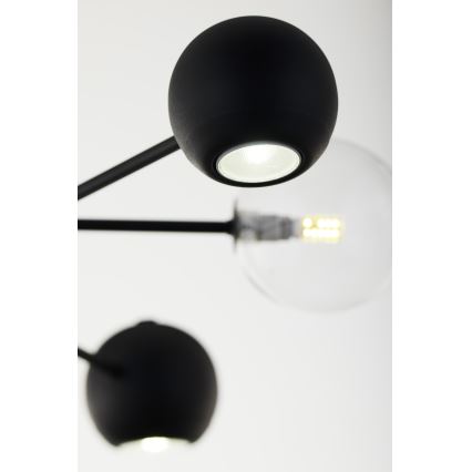 Jupiter 1995 - Lampadario a sospensione con supporto rigido MOKA 3xGU10/10W/230V + 3xG9/10W/230V nero/limpido