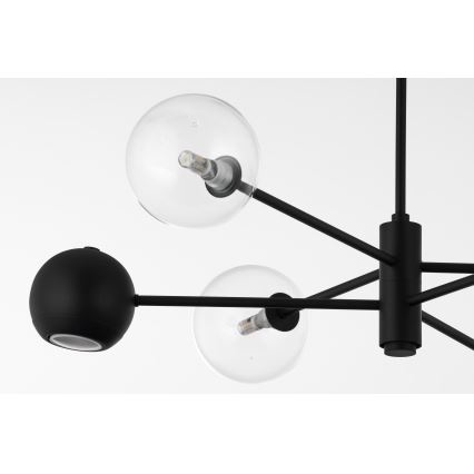 Jupiter 1995 - Lampadario a sospensione con supporto rigido MOKA 3xGU10/10W/230V + 3xG9/10W/230V nero/limpido