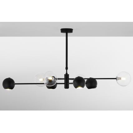 Jupiter 1996 - Lampadario a sospensione con supporto rigido MOKA 4xGU10/10W/230V + 4xG9/10W/230V nero/limpido