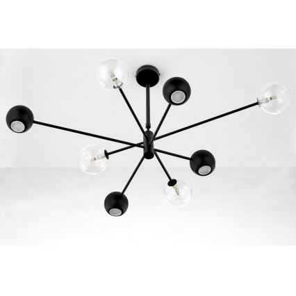 Jupiter 1996 - Lampadario a sospensione con supporto rigido MOKA 4xGU10/10W/230V + 4xG9/10W/230V nero/limpido