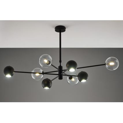 Jupiter 1996 - Lampadario a sospensione con supporto rigido MOKA 4xGU10/10W/230V + 4xG9/10W/230V nero/limpido