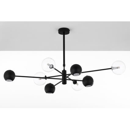 Jupiter 1996 - Lampadario a sospensione con supporto rigido MOKA 4xGU10/10W/230V + 4xG9/10W/230V nero/limpido