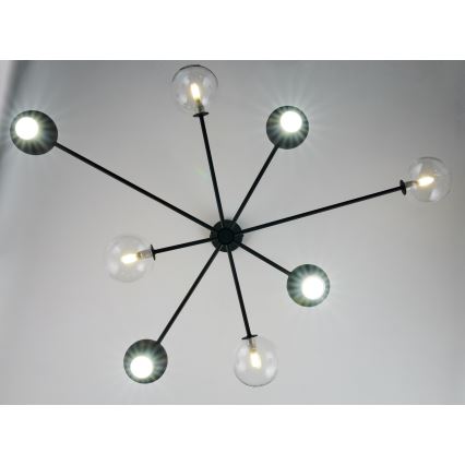 Jupiter 1996 - Lampadario a sospensione con supporto rigido MOKA 4xGU10/10W/230V + 4xG9/10W/230V nero/limpido