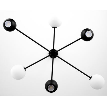 Jupiter 1997 - Lampadario a sospensione con supporto rigido MOKA 3xGU10/10W/230V + 3xG9/10W/230V nero/bianco