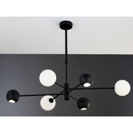 Jupiter 1997 - Lampadario a sospensione con supporto rigido MOKA 3xGU10/10W/230V + 3xG9/10W/230V nero/bianco