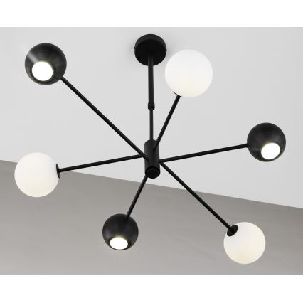 Jupiter 1997 - Lampadario a sospensione con supporto rigido MOKA 3xGU10/10W/230V + 3xG9/10W/230V nero/bianco