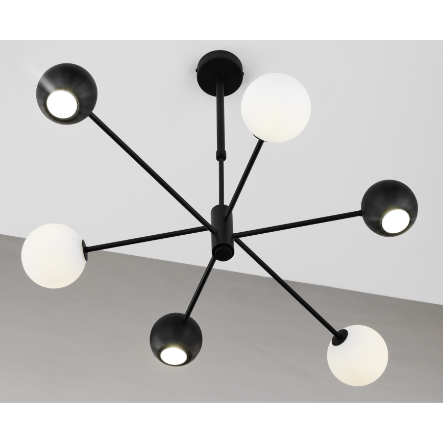Jupiter 1997 - Lampadario a sospensione con supporto rigido MOKA 3xGU10/10W/230V + 3xG9/10W/230V nero/bianco