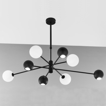 Jupiter 1998 - Lampadario a sospensione con supporto rigido MOKA 4xGU10/10W/230V + 4xG9/10W/230V nero/bianco