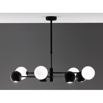 Jupiter 1998 - Lampadario a sospensione con supporto rigido MOKA 4xGU10/10W/230V + 4xG9/10W/230V nero/bianco