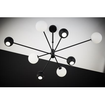Jupiter 1998 - Lampadario a sospensione con supporto rigido MOKA 4xGU10/10W/230V + 4xG9/10W/230V nero/bianco