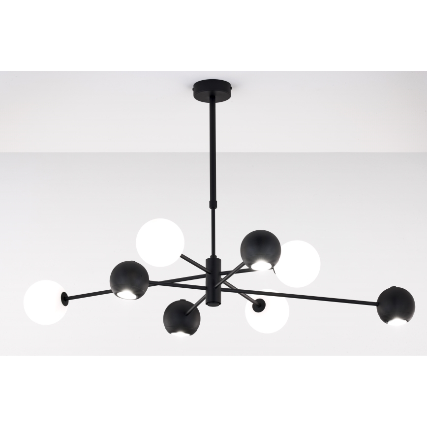 Jupiter 1998 - Lampadario a sospensione con supporto rigido MOKA 4xGU10/10W/230V + 4xG9/10W/230V nero/bianco