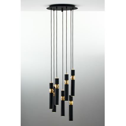 Jupiter 2015 - Lampadario a sospensione con filo ALAS 7xGU10/10W/230V nero/oro
