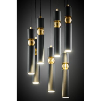 Jupiter 2015 - Lampadario a sospensione con filo ALAS 7xGU10/10W/230V nero/oro