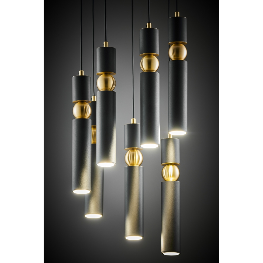 Jupiter 2015 - Lampadario a sospensione con filo ALAS 7xGU10/10W/230V nero/oro