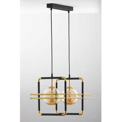 Jupiter 2026 - Lampadario a sospensione con filo FIORI 2xG9/10W/230V nero/oro/beige